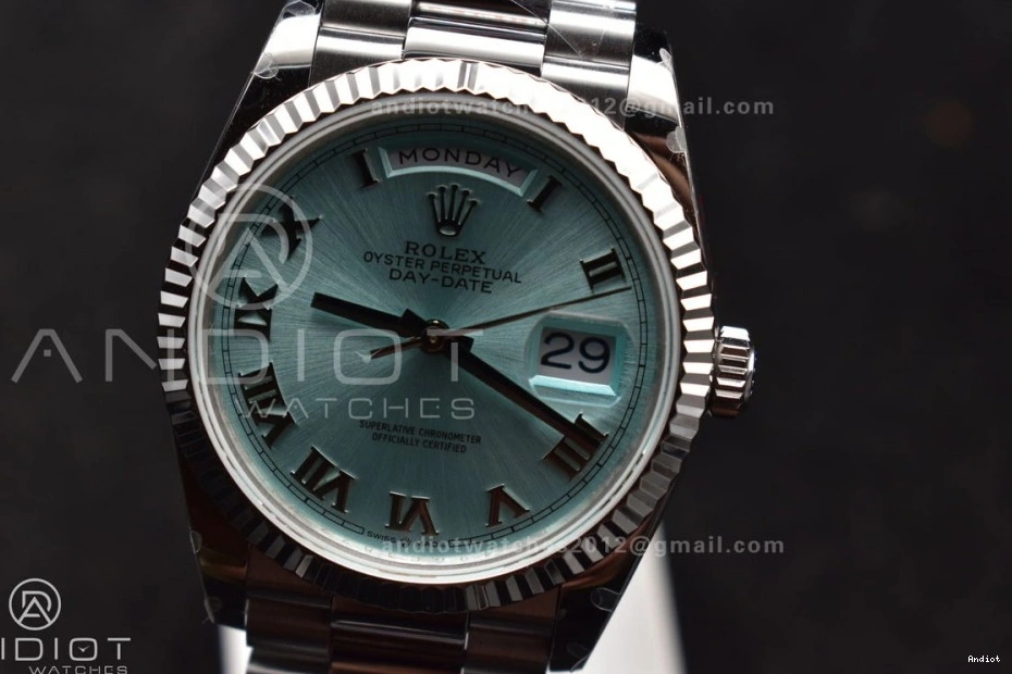 President Best vr3255 Steel (Gain Bracelet Blue SS Dial DayDate 904L Roman 36 on Weight) V5 QF Edition Light 0427